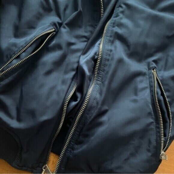 Topshop Navy Floris MA1 Bomber Jacket - Picture 5 of 9